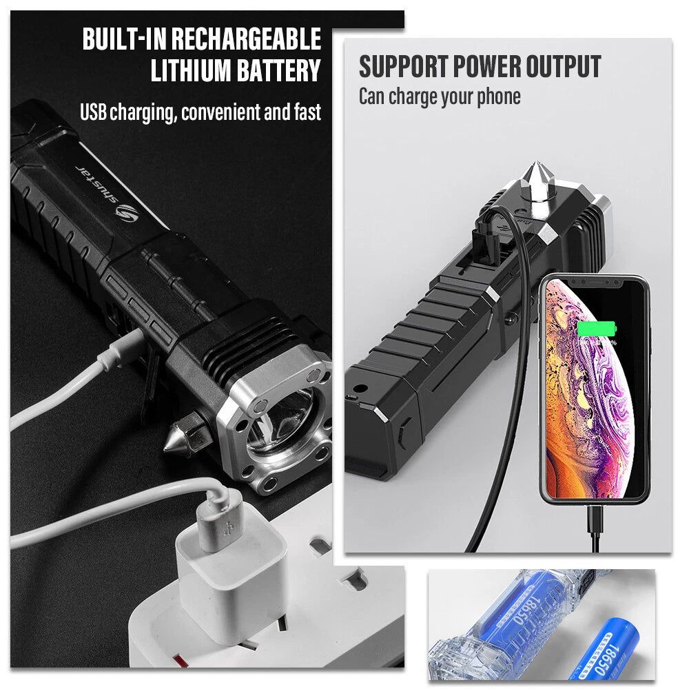 LED Emergency Work Light Flashlight Torchlight with Hammer